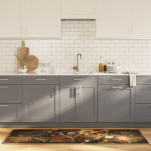 Biloxi Polyester Anti-Slip Kitchen Rug - Brown