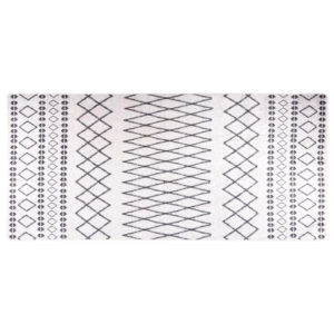 Corwin 300cm Polyester Washable Anti-Slip Rug In White And Black